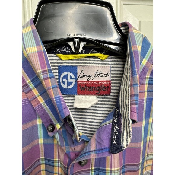 VTG George Strait Wrangler plaid shirt sleeve button down shirt Mens Size XL - Picture 2 of 7